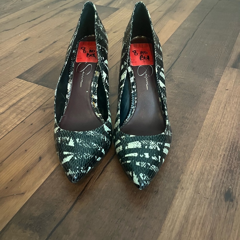 Jessica Simpson Black and White Patterned Heels